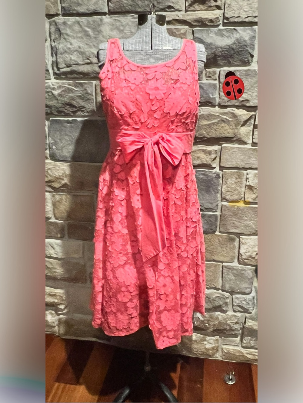 Coldwater Creek Coral Pink floral lace Dress size 12